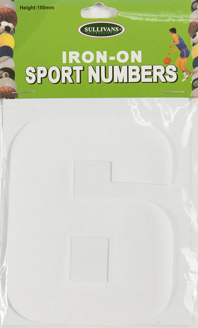 Sullivans Iron On Number 6, White- 10cm