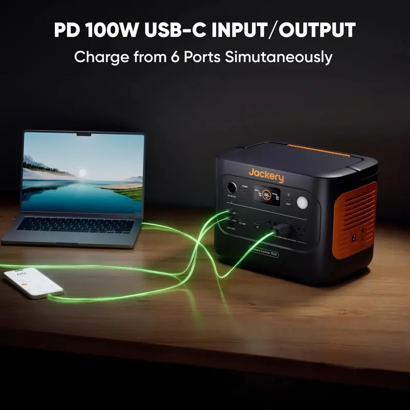 Jackery Explorer 1000 v2 przenośny powerbank, moc wyjściowa AC 1500 W, szybkie ładowanie, pojemność 1070 Wh, inteligentne sterowanie aplikacją, kompaktowa konstrukcja