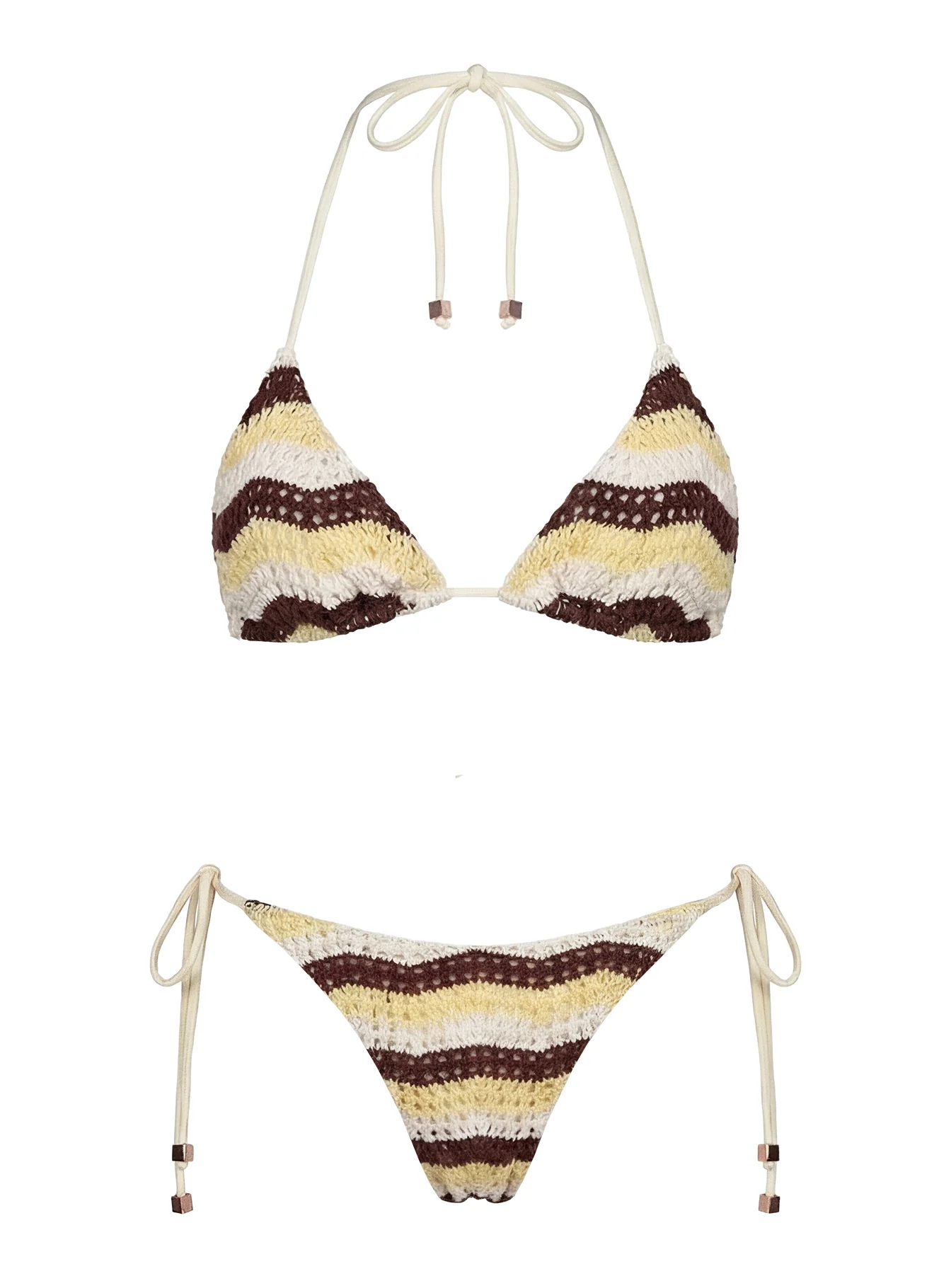 Passiona Triangle Bikini Top Yellow / Chocolate