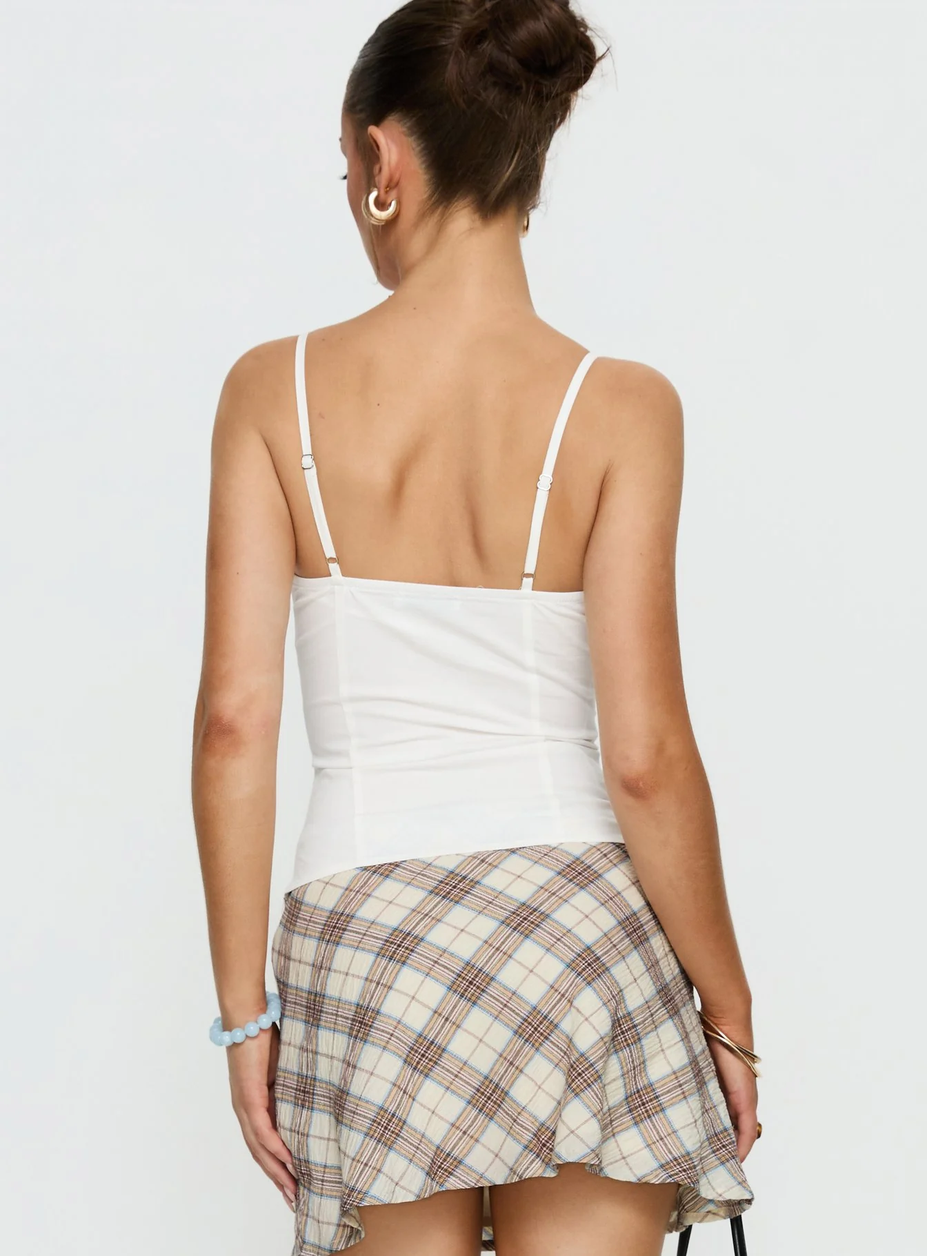 Myrella Button Up Cami Top White