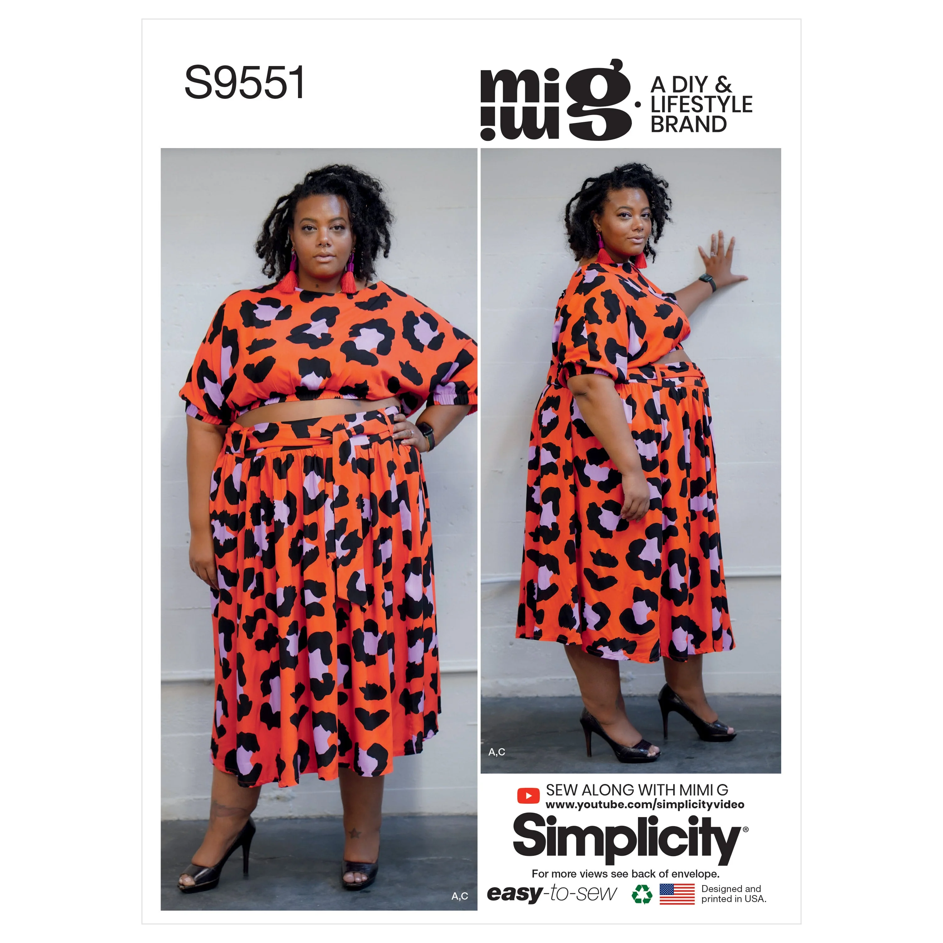 Simplicity Pattern 9551 Women Top, Skirt, Short