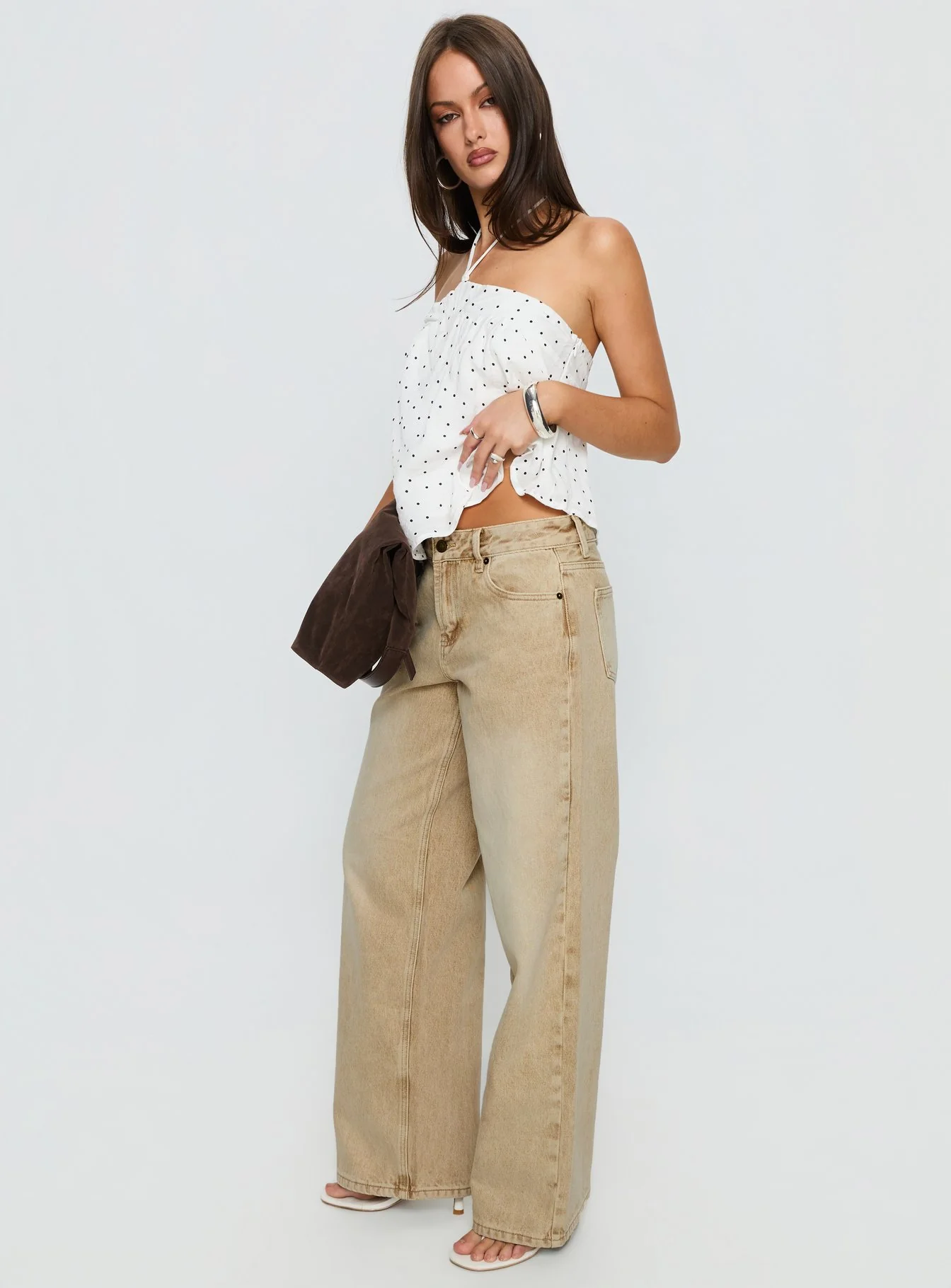 Serenitia Mid Rise Relaxed Jeans Sandy Brown Wash