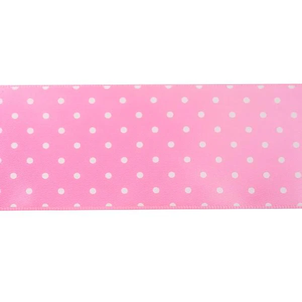 Makr Ribbon, Small Dots Pink Satin- 38mmx3.6m