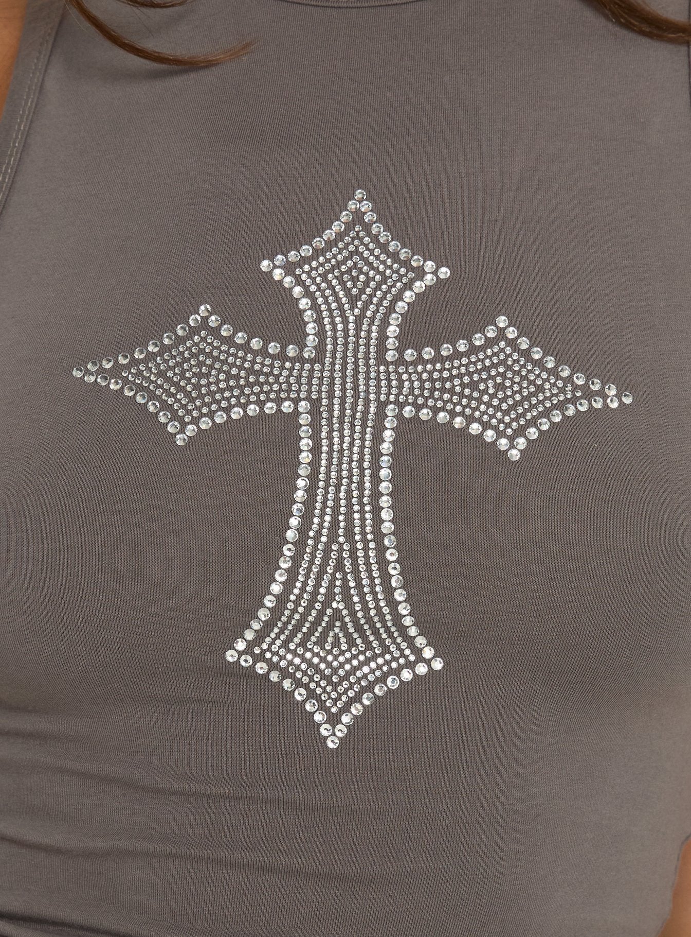 Grunge Girl Bedazzled Graphic Tank Washed Grey