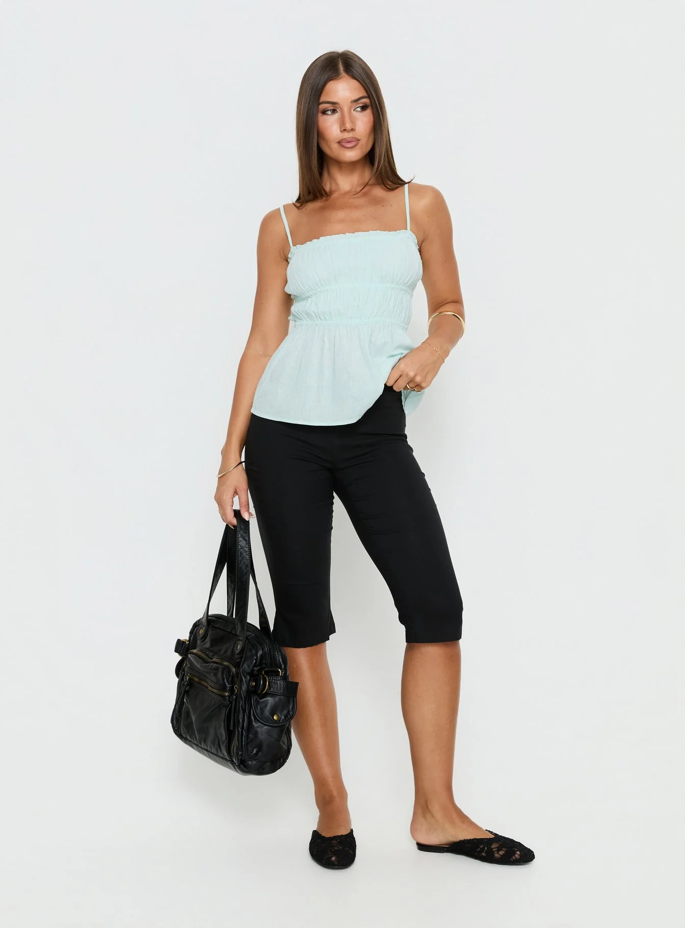 Rosecliff Ruched Longline Top Mint