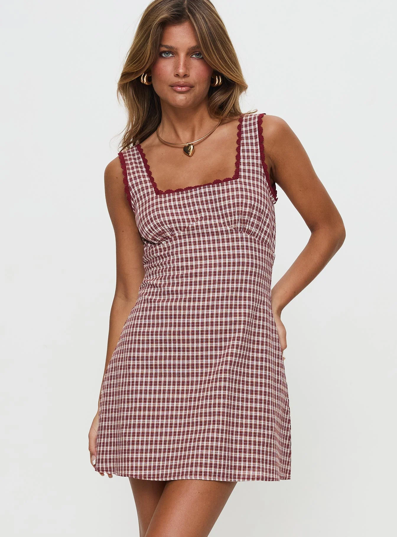 Dasha Mini Dress Red Check Tall