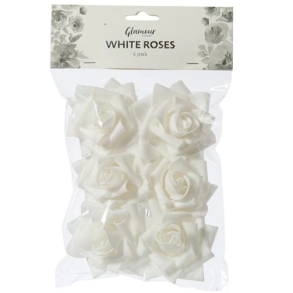White Craft Roses- 6pk