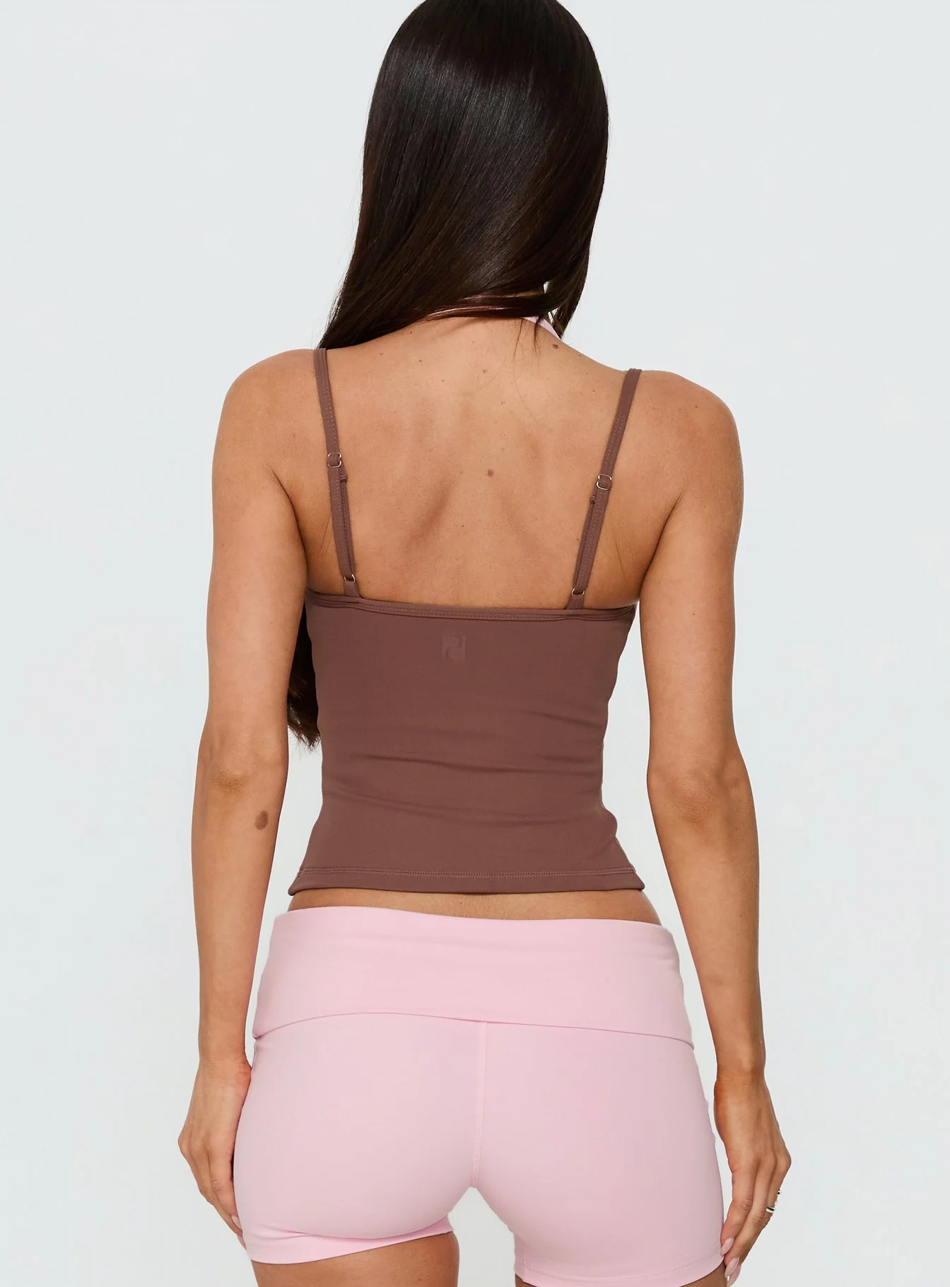 Ascend Layered Halter Tank Top Brown / Pink