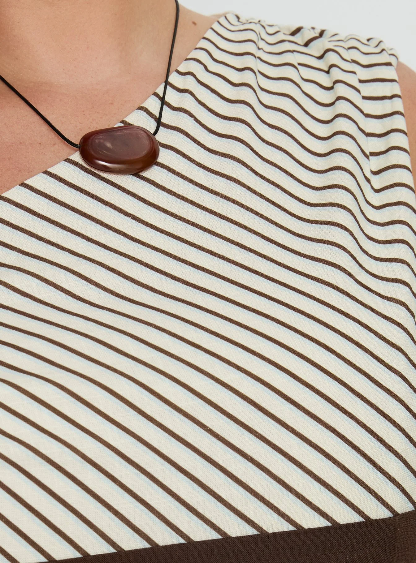 Past Life One Shoulder Top Brown / Stripe Curve