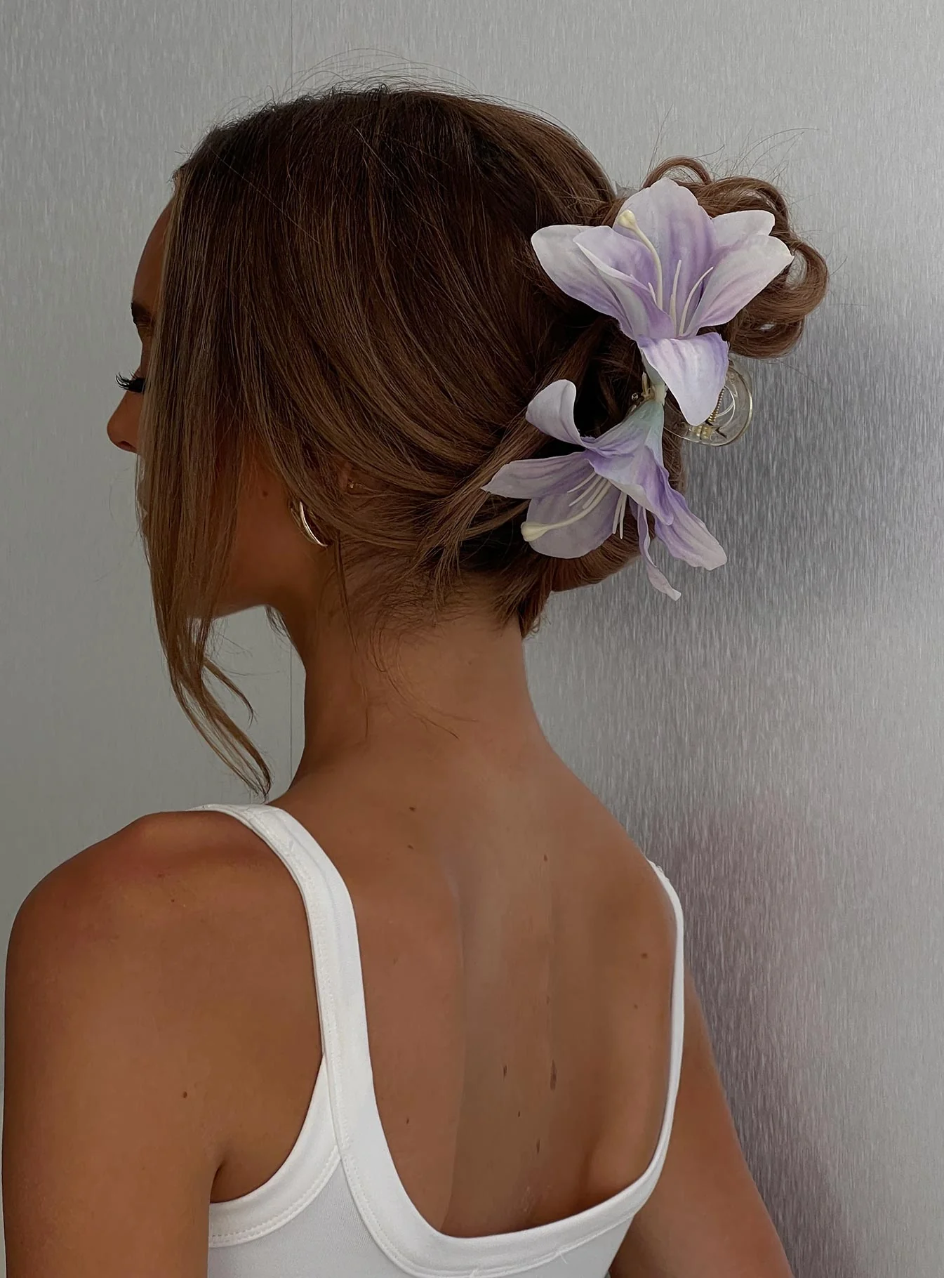 Kenedi Floral Claw Clip Purple