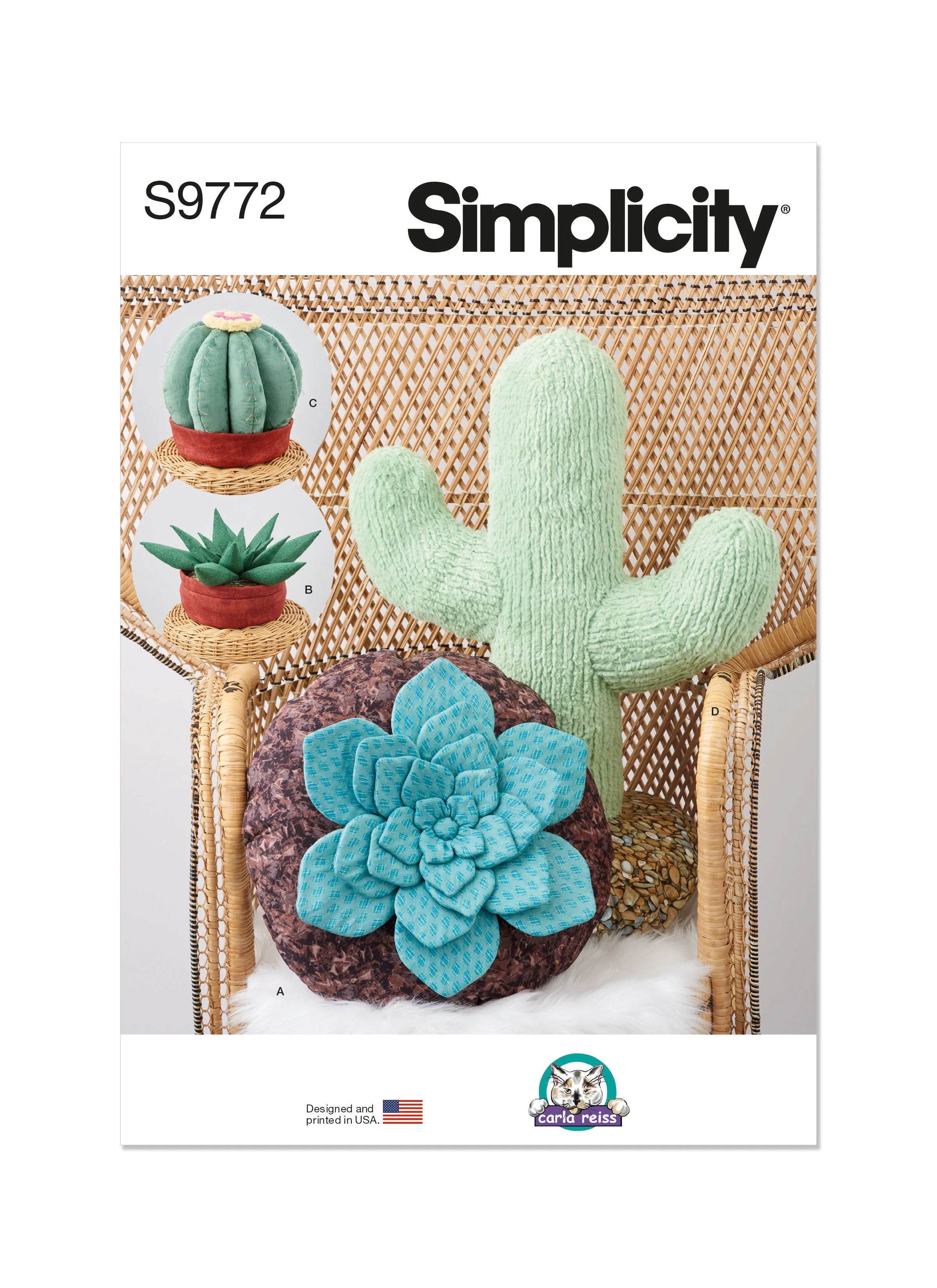 Simplicity Pattern S9772 Decorative Succulent and Cactus Plush Pillows