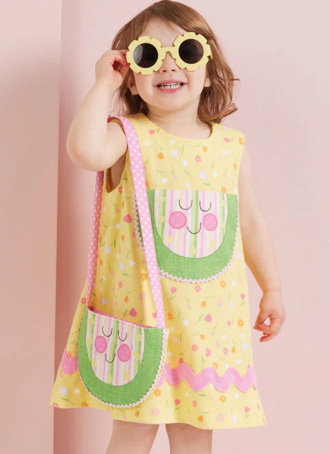 Simplicity Pattern SS3042 Toddlers' Dress with Sleeve Variations and Purse