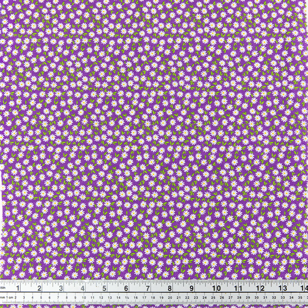 Print Craft & Quilting Fabric, Ditsy Daisies Purple- Width 110cm
