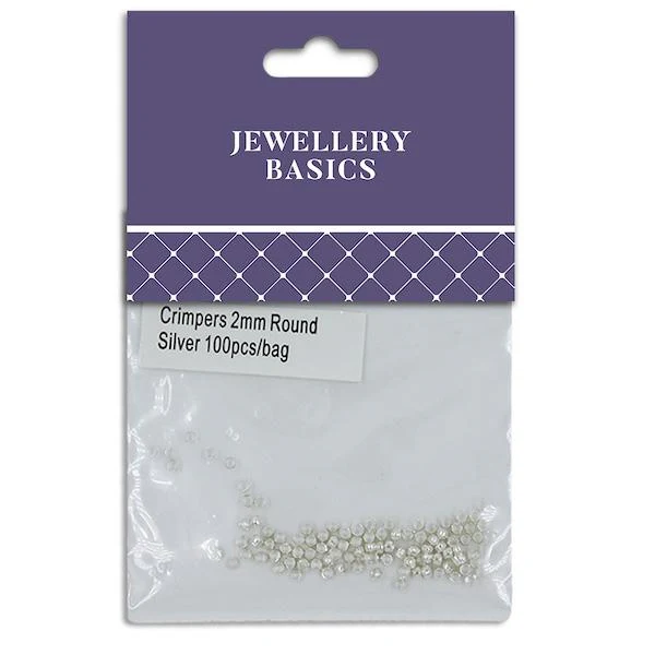 2mm Round Crimpers, Silver- 100pc- Sullivans