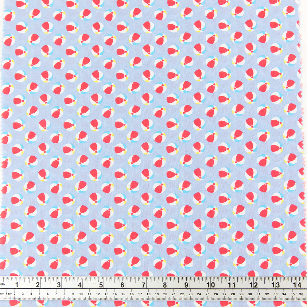 Print Craft & Quilting Fabric, Beach Balls On Blue- Width 110cm