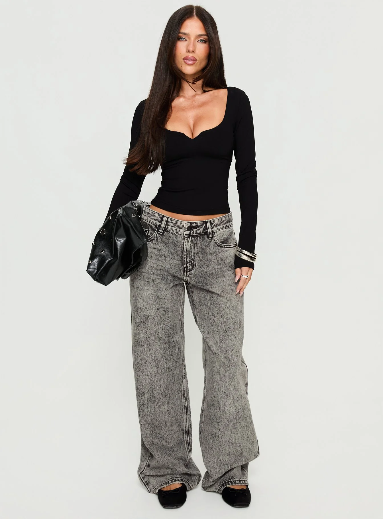 Evangelene Long Sleeve Top Black