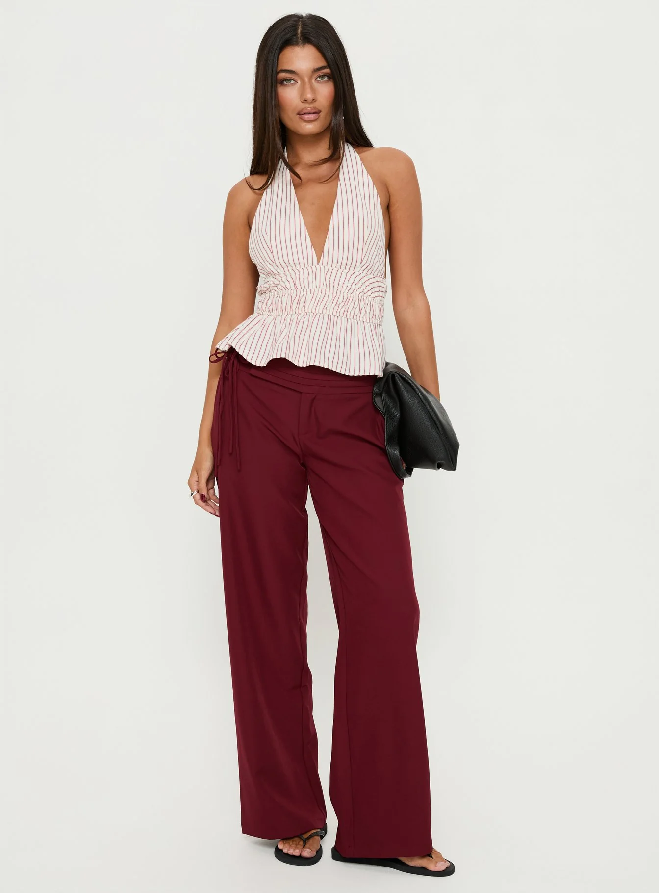 Perpetua Halter Neck Top Red / White Stripe