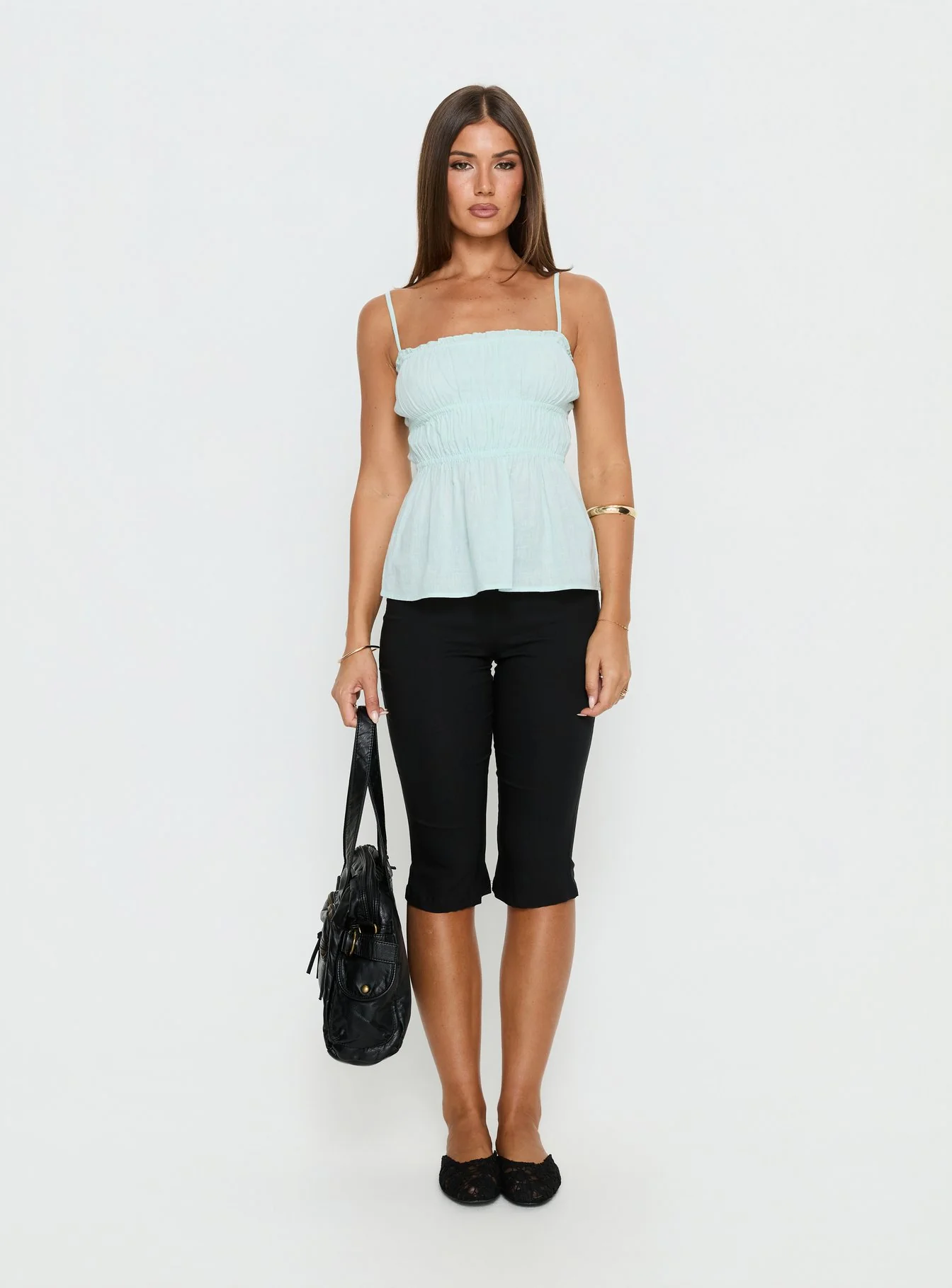 Rosecliff Ruched Longline Top Mint