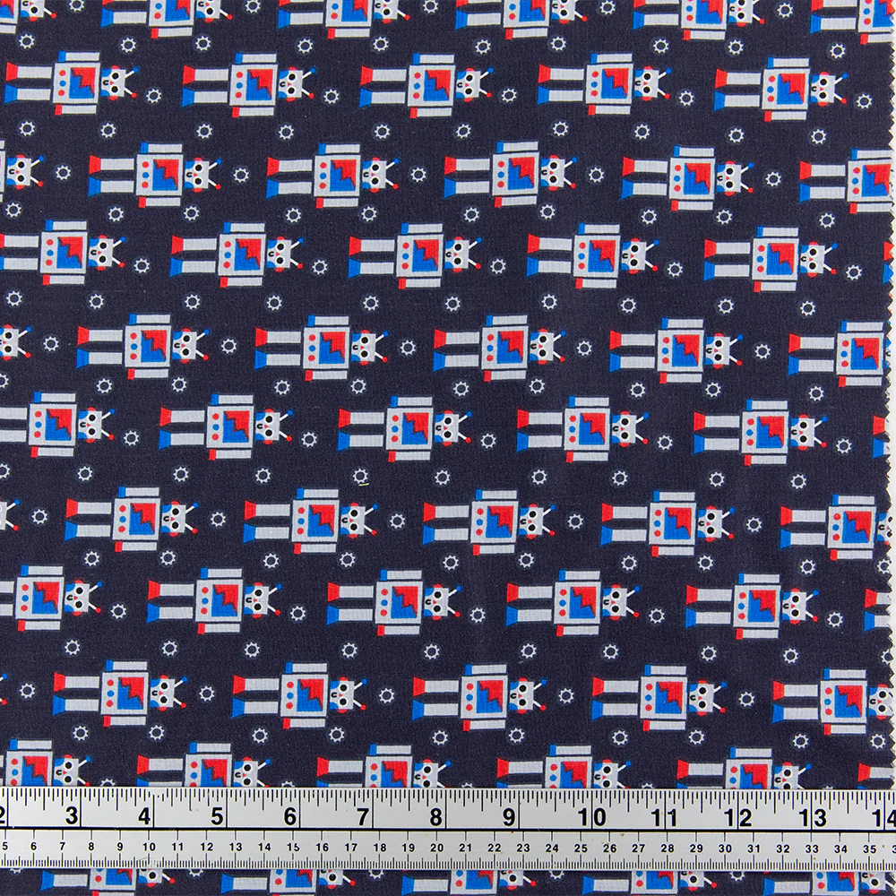 Print Craft & Quilting Fabric, Robots And Gear- Width 110cm