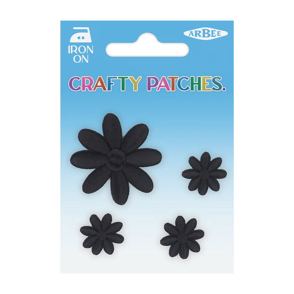 Arbee Crafty Patch, Daisy Set B Black- 4pc