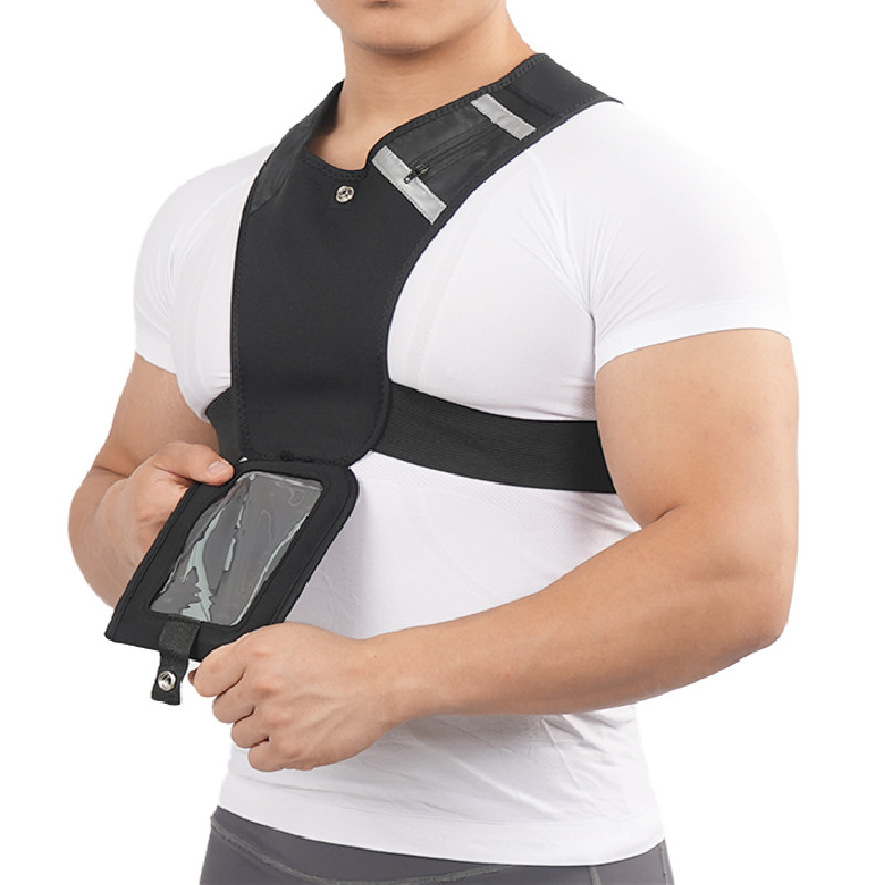 Reflective Running Vest With Phone Holder Outdoor Night Running Vest for Runners Safety Vest for Men/Women Running, Cycling