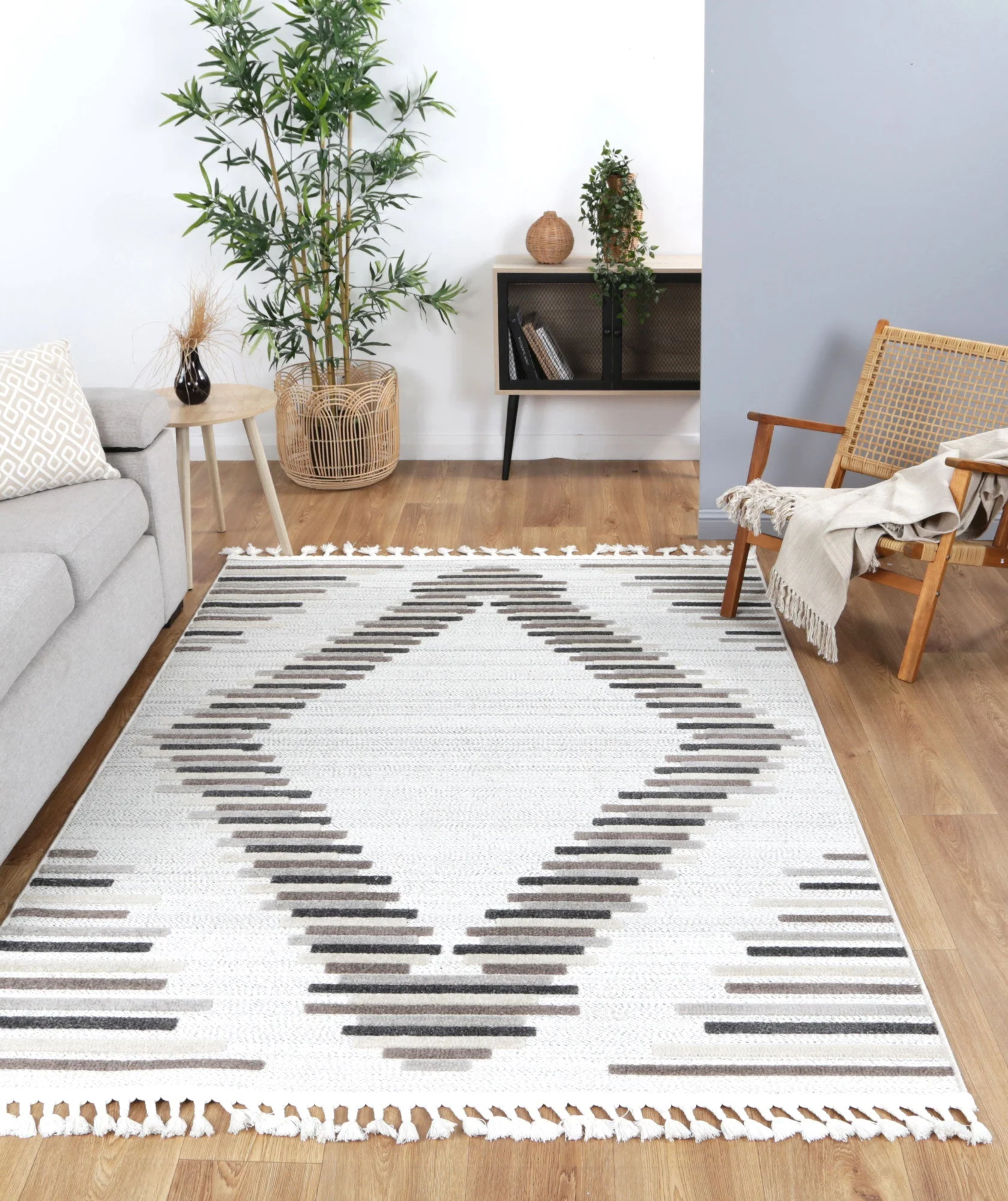 Mars Attica Diamond Stone and Grey Rug