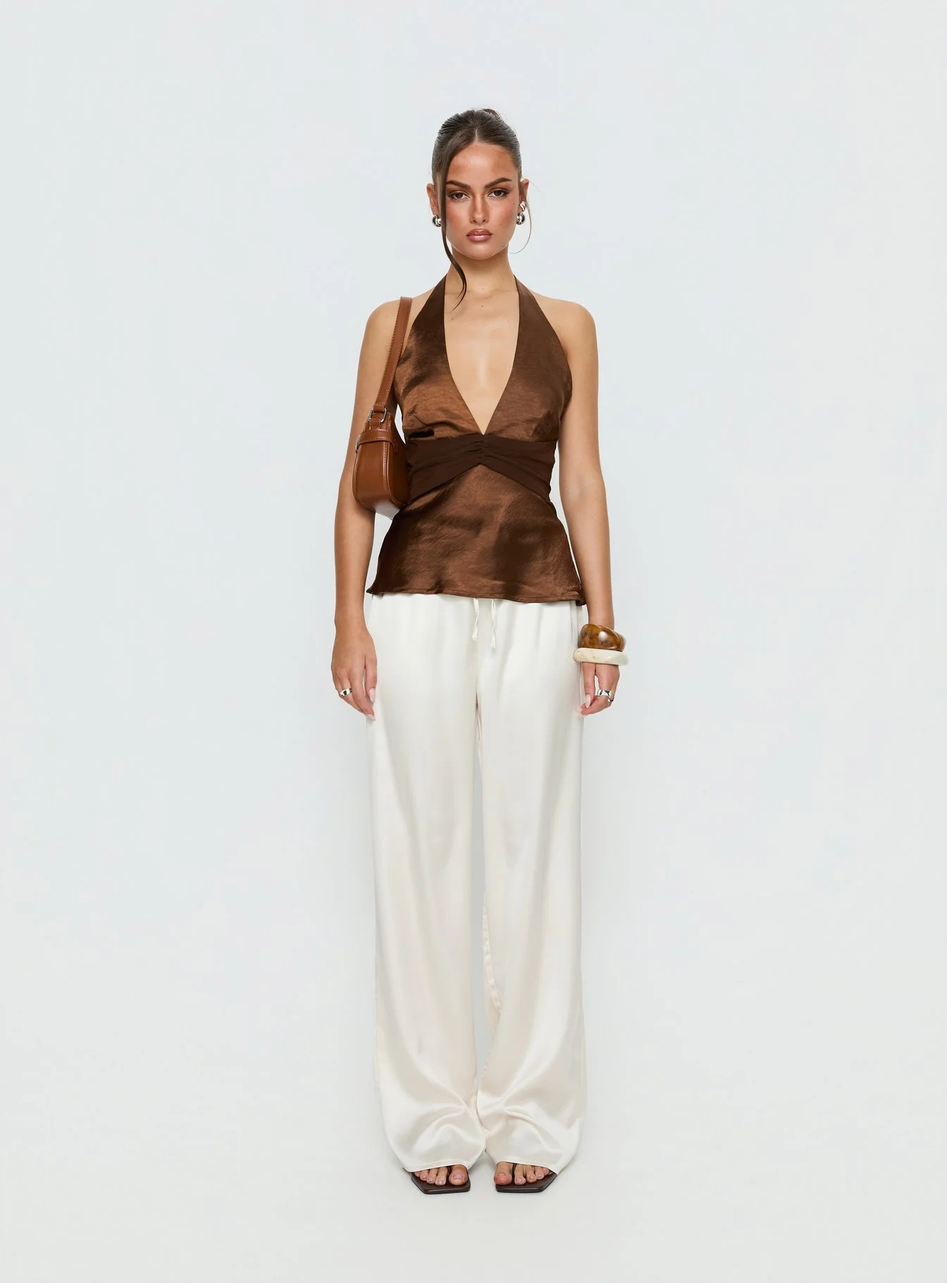Salyra Satin Halter Top Chocolate