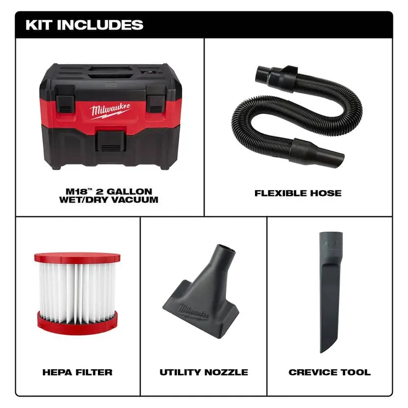 Milwaukee M18 18 V, 2 gal., akumulator litowo-jonowy, bezprzewodowy, do pracy na mokro i sucho (tylko odkurzacz) 0880-20