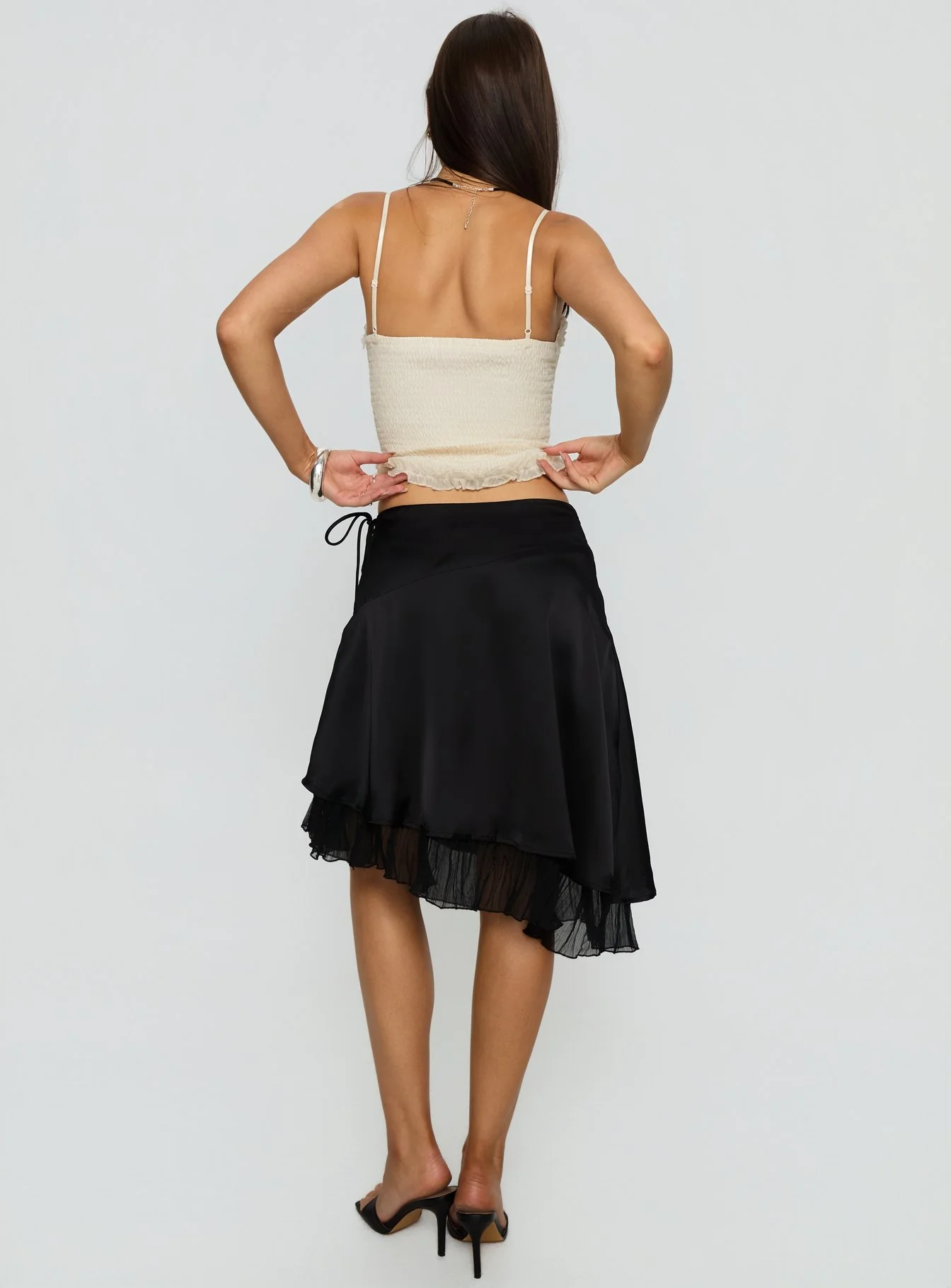 Rosemead Satin Midi Skirt Black