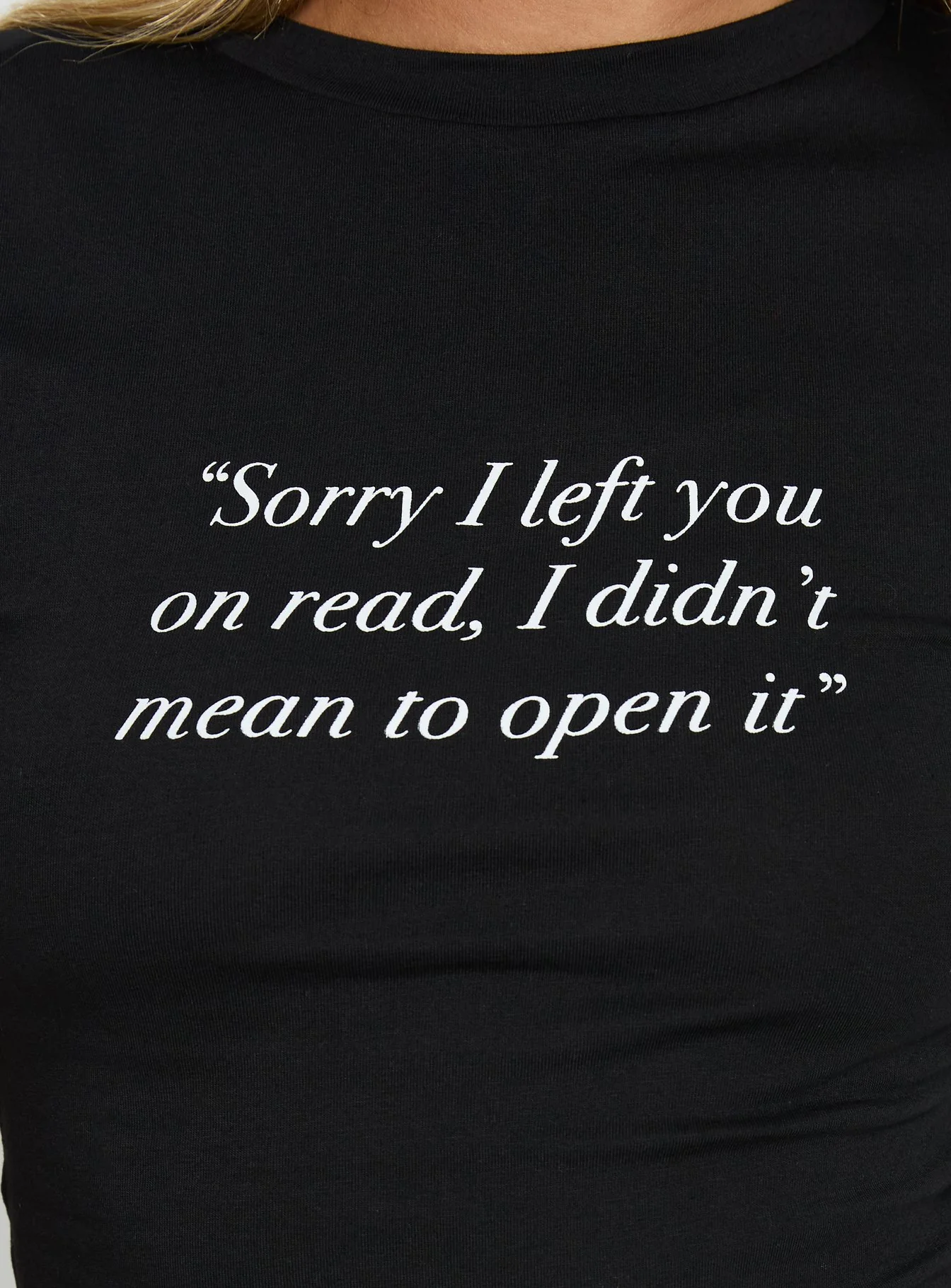 Read Receipts Graphic Baby Tee Black