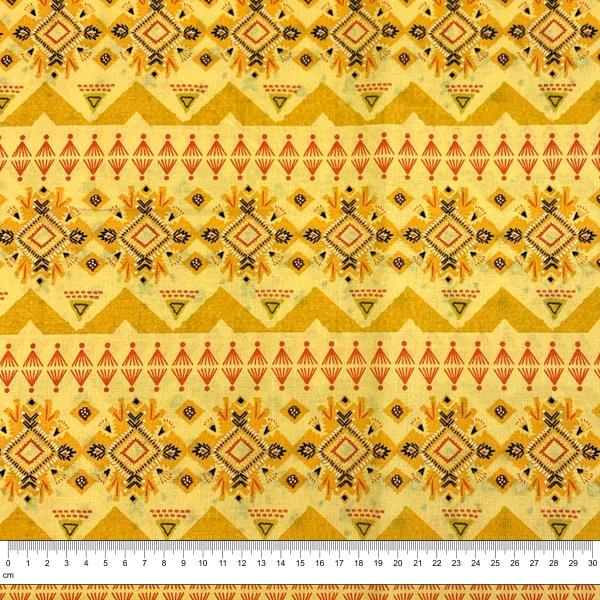 Bohemian Chic Cotton Fabric, Yellow Abstract- Width 112cm