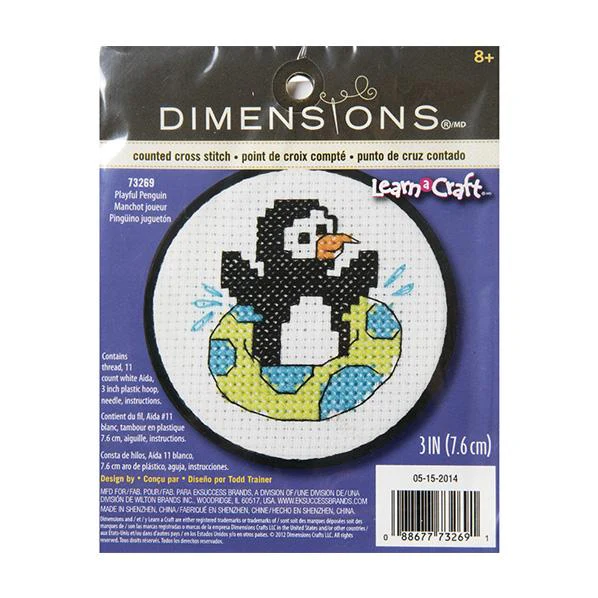 Dimensions Stitch Kit, Playful Penguin- 7.6cm