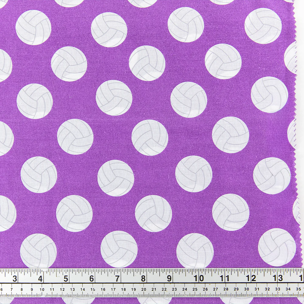 Print Craft & Quilting Fabric, Volleyball On Purple- Width 110cm