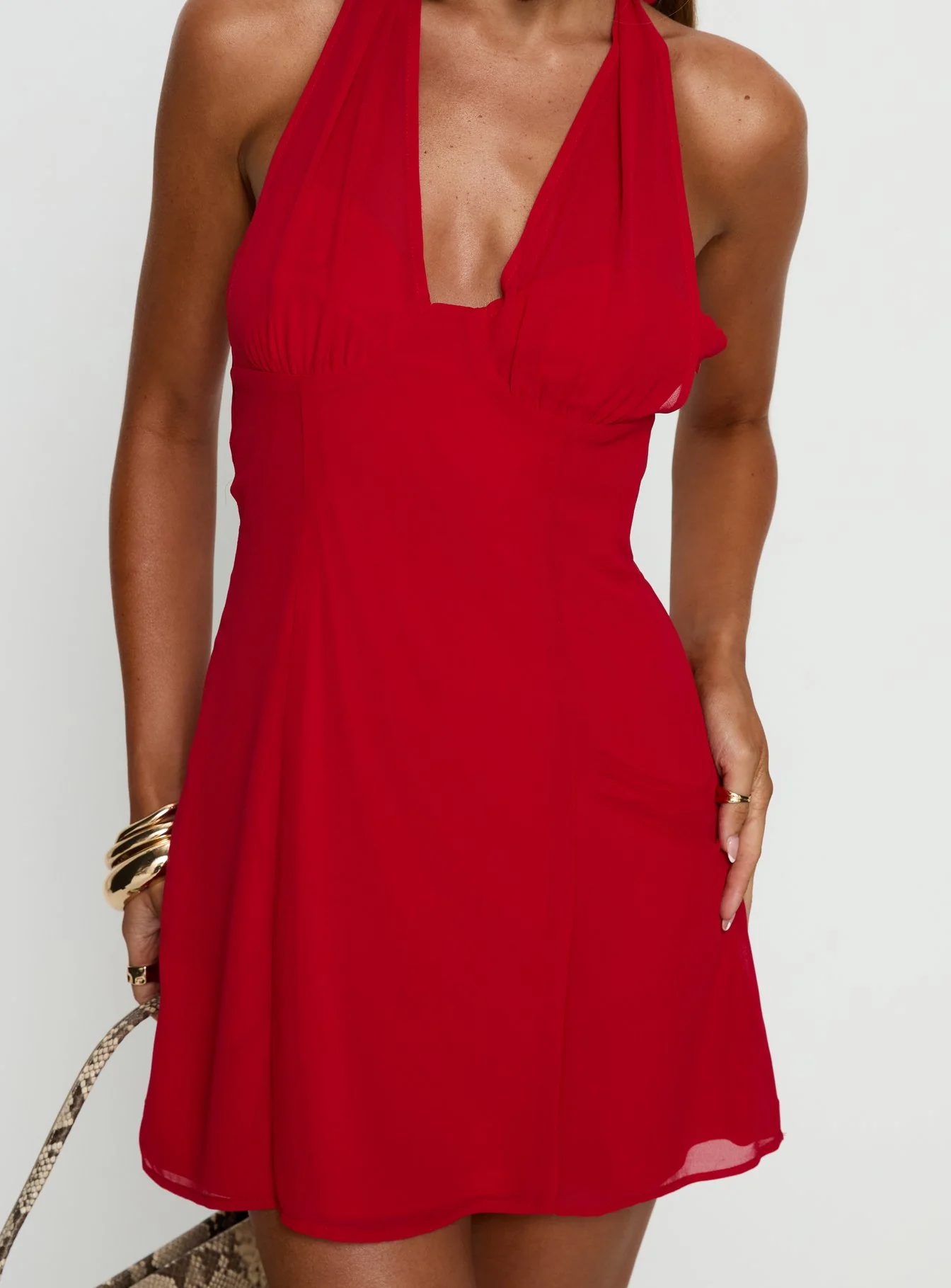 Oneida Halter Mini Dress Red