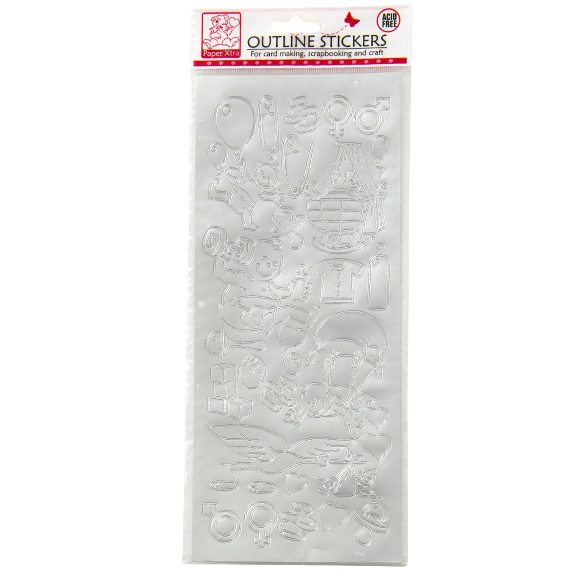 Sullivans Outline Stickers, Silver- Baby