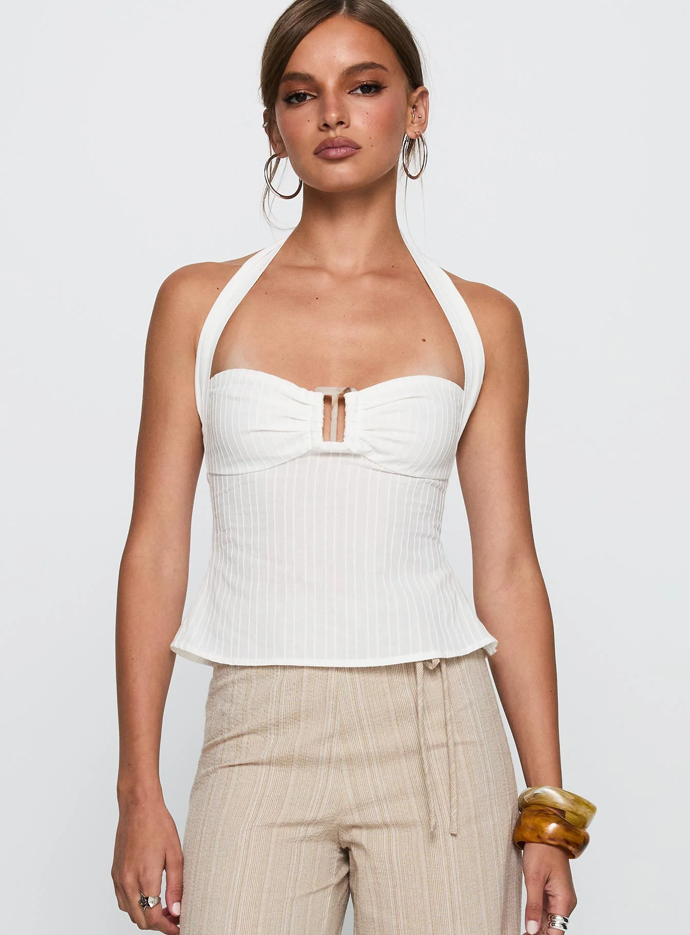 Isabetta Halter Top White Petite