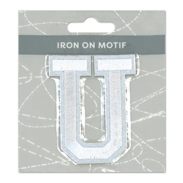 Sullivans Iron On Motif, White U- 75mm