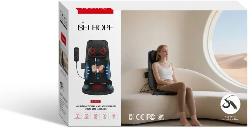 Fotel masujący Shiatsu 4D – masaż szyi i ramion łagodzący ból w domu lub biurze