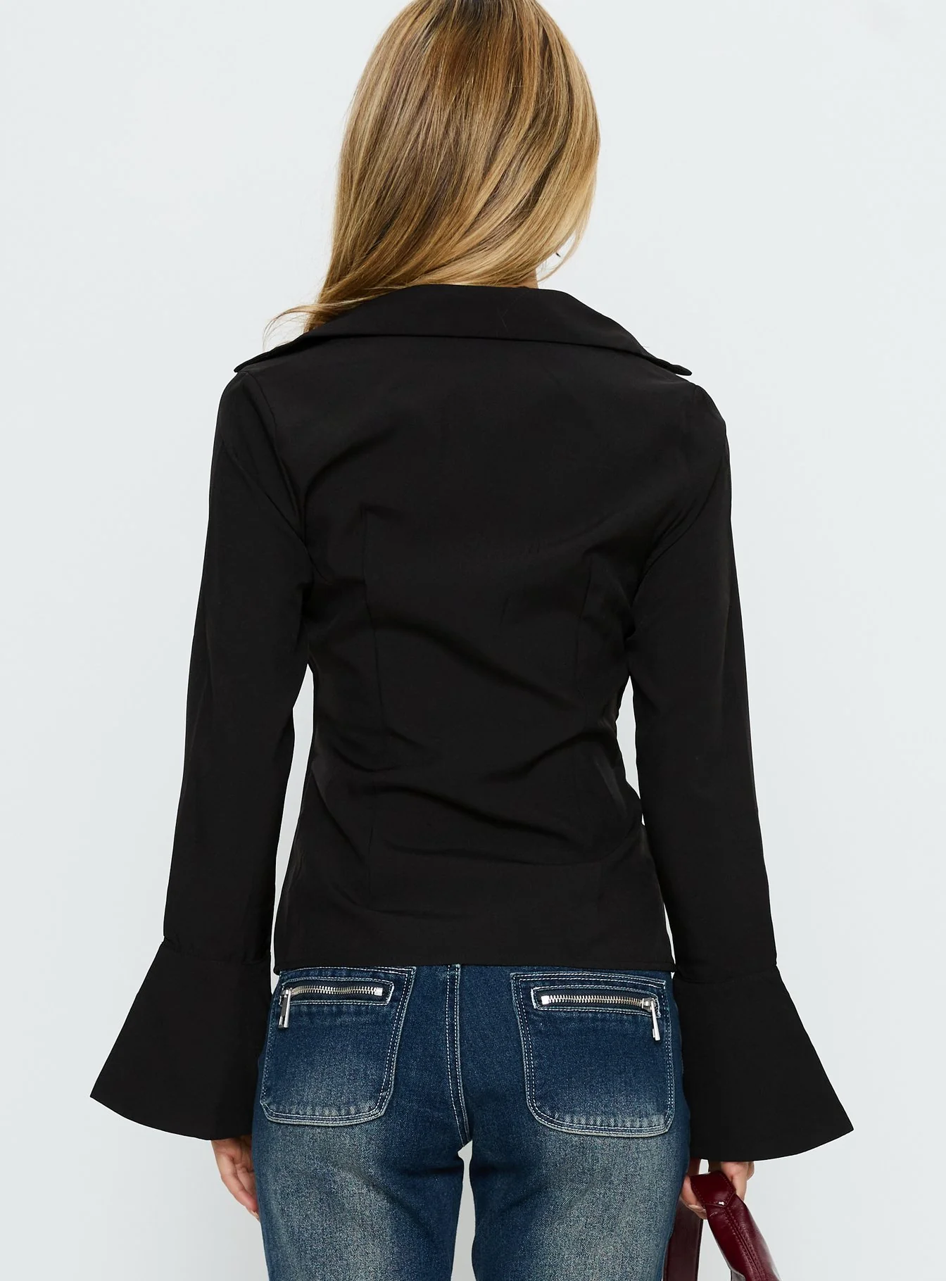 Serita Twist Detail Long Sleeve Shirt Black