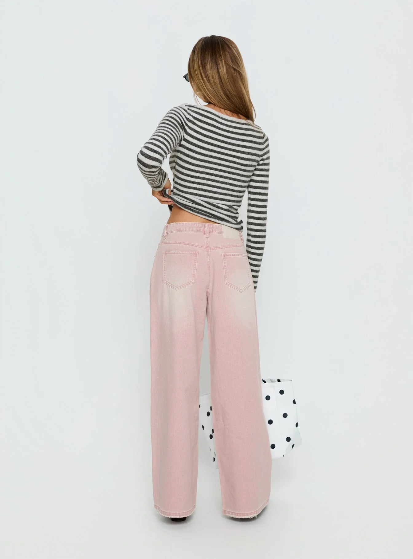 Lucky Dip Mid Rise Straight Leg Jeans Washed Pink