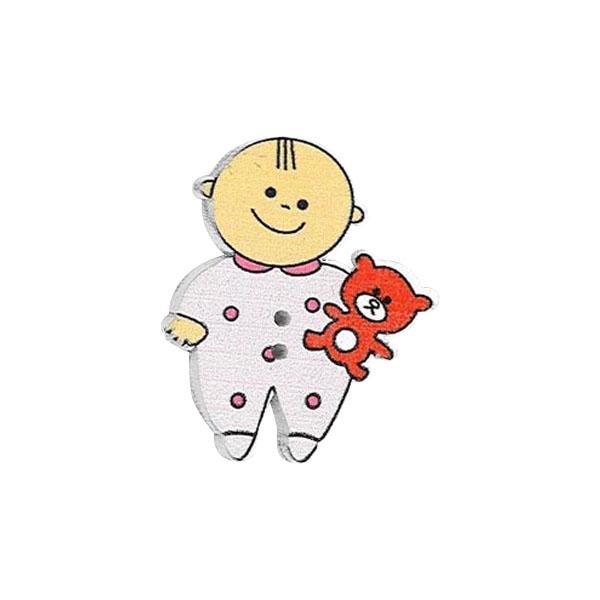 Sullivans Self Cover Button,   Baby With Teddy- 30 cm x 35 mm