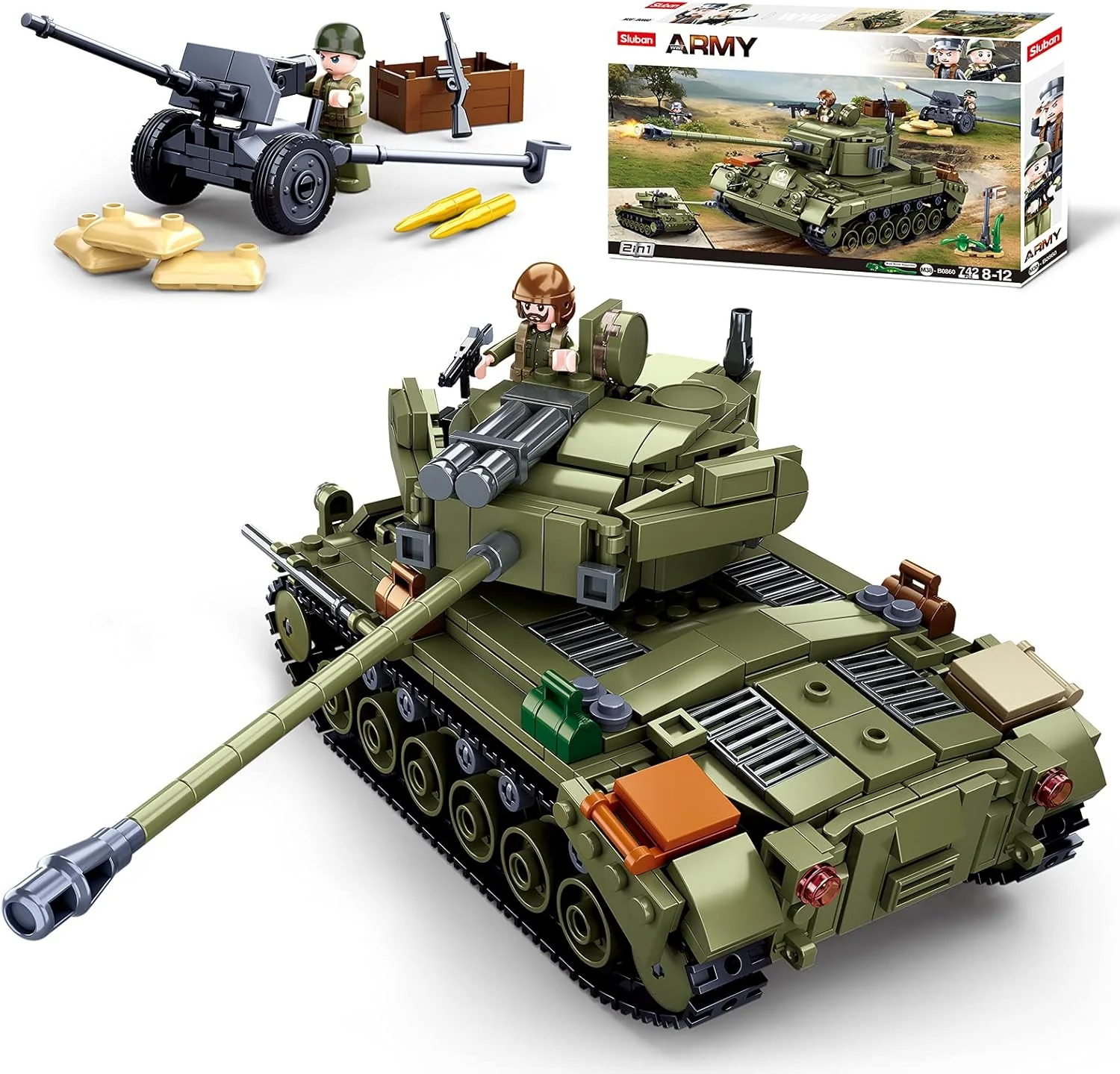Sluban WW2, Pershing Medium Tank- 742pc