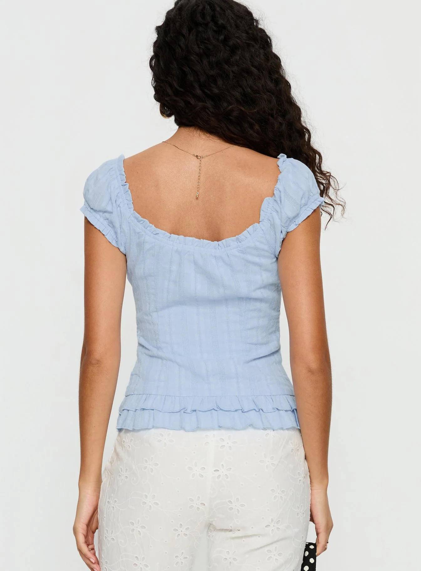 Suiter Frill Detail Top Soft Blue