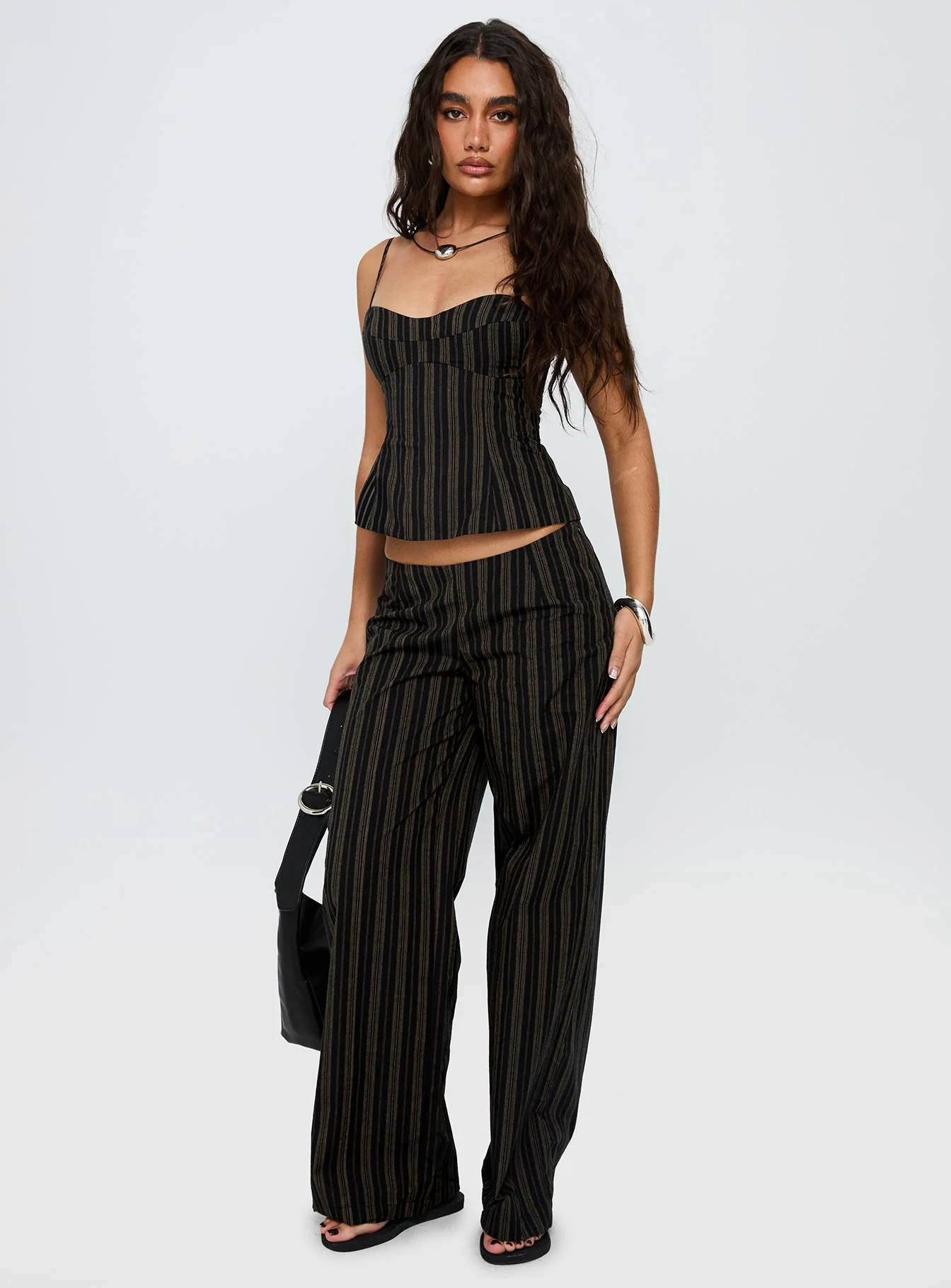 Kierstyn Corset Set Black Stripe Petite