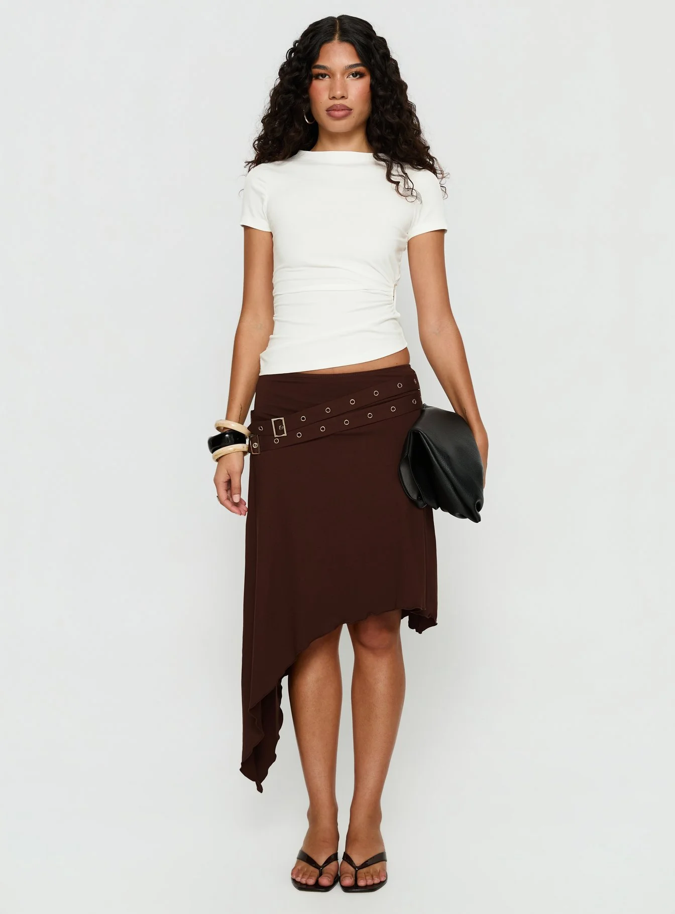 Chelese Cut Out Ruched Top White