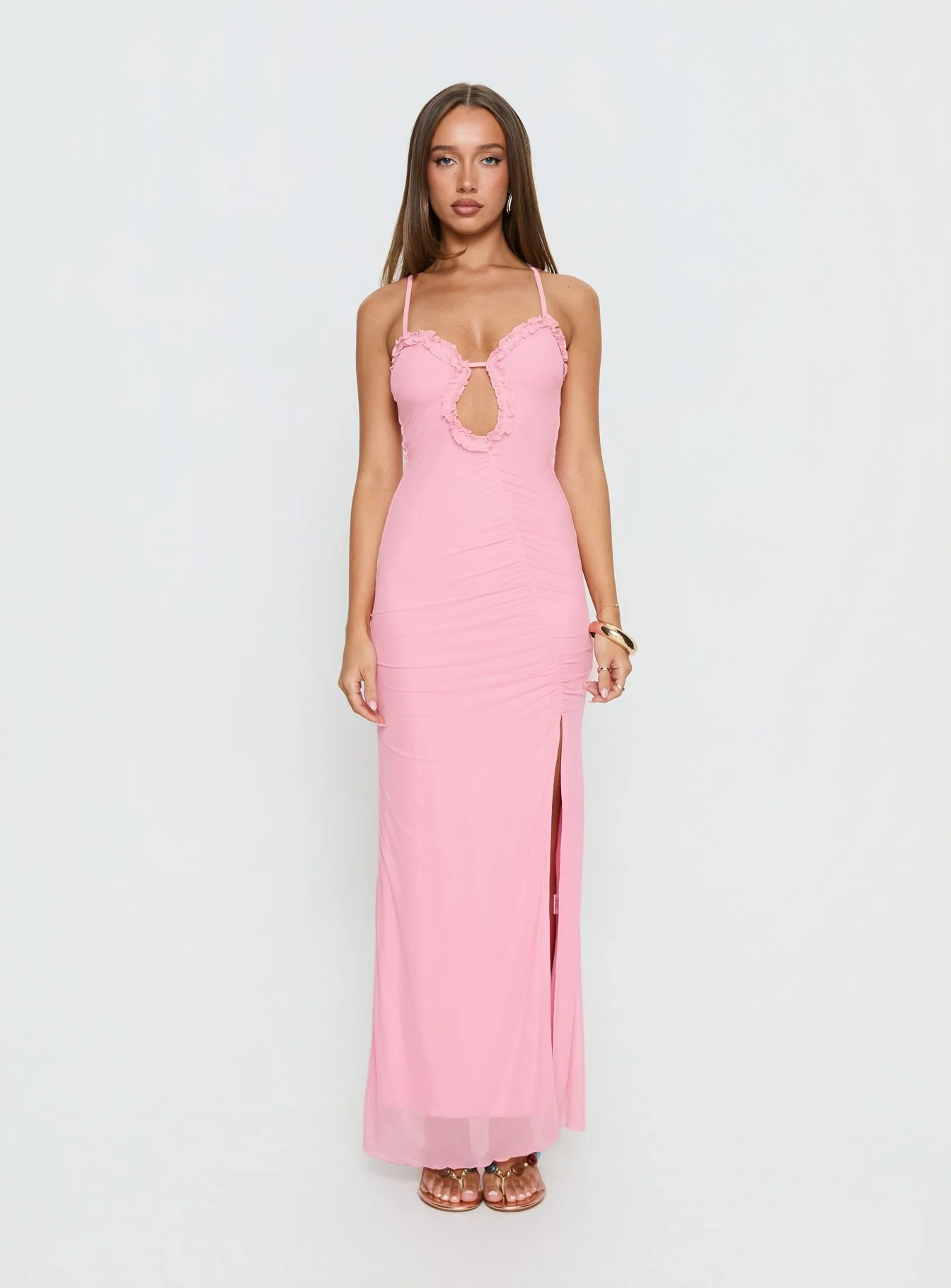 Soulina Ruched Maxi Dress Pink