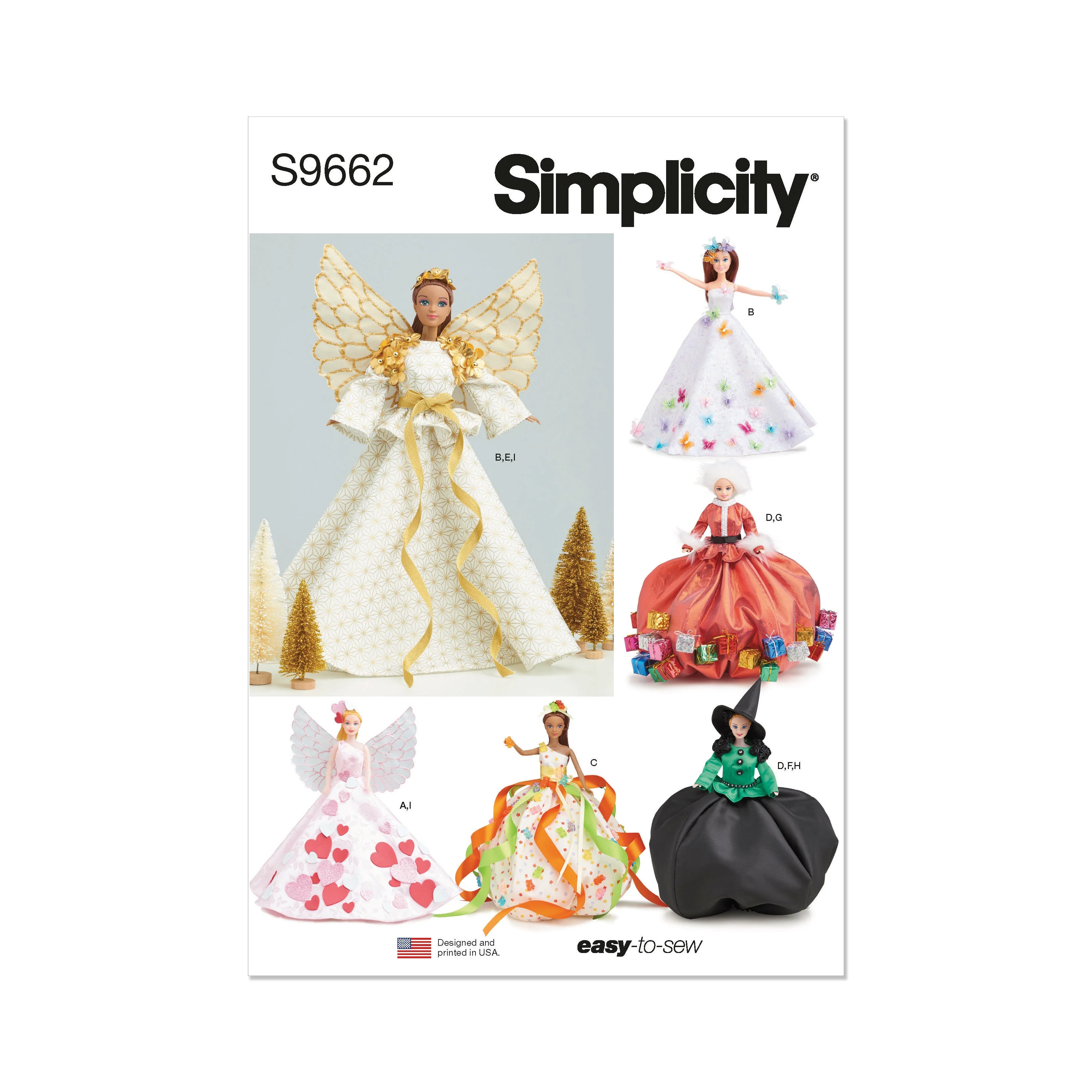 Simplicity Pattern 9662 Holiday Fashion Doll Clothes