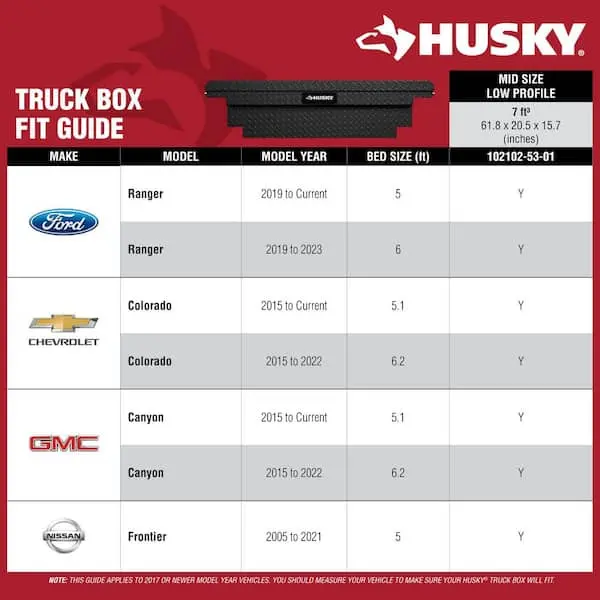 Husky Low Profile Aluminium Truck Trunk - Czarny, lekki, wykonany na zamówienie dla średnich pickupów