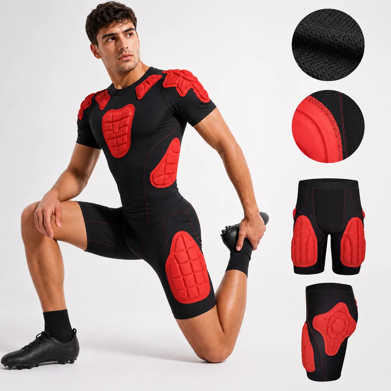 Goalkeeper Armor Bodyshield Padded Compression Top and Shorts for Soccer Goalie Training