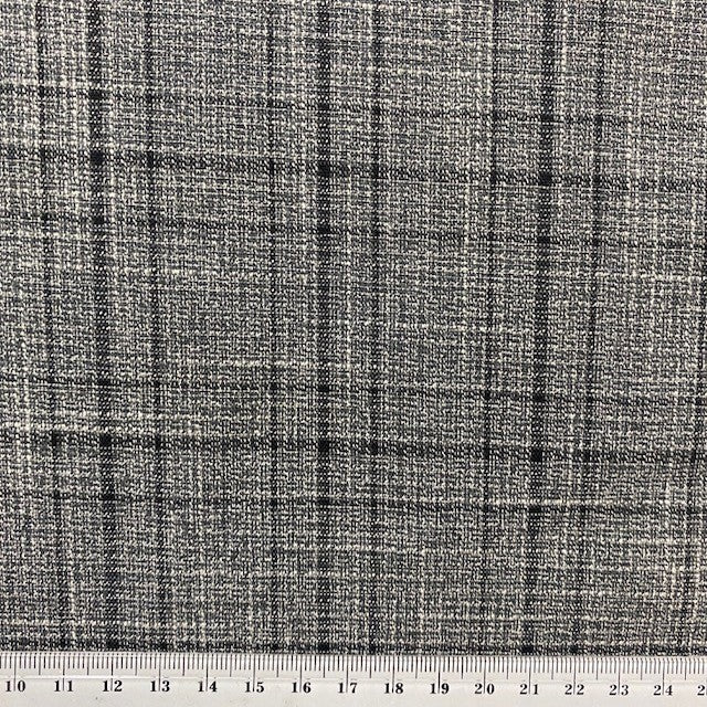 Check Suiting Fabric, Charcoal Check- 145cm